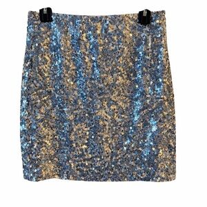 Silver Sequin Mini Skirt | Size L | Party • Cocktail • NYE